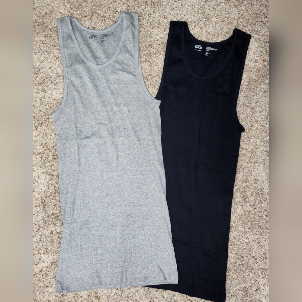 Nordstrom Rack (2) Black & Gray Ribbed Tank Tops Small New